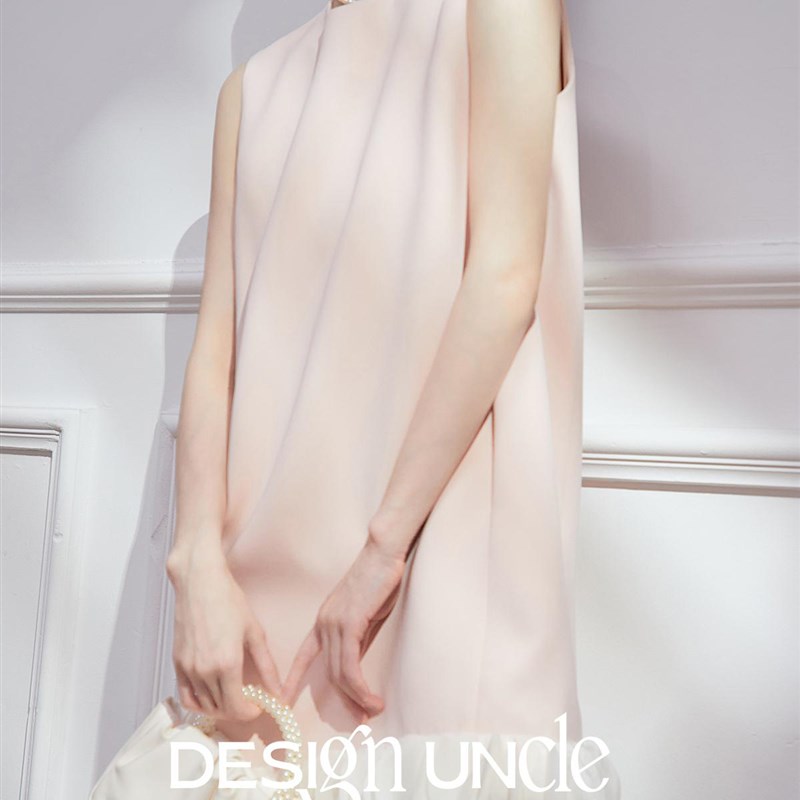 DGU 高级感连衣裙粉色短款气质高级感贵气感千金小香无袖背心裙