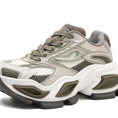 香港潮牌2025秋季厚底增高休闲鞋耐磨机甲风网面鞋男女运动老爹鞋