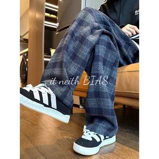 覆古直筒春秋潮流大码 子男美式 BIAS格子裤 阔腿重磅休闲 neith