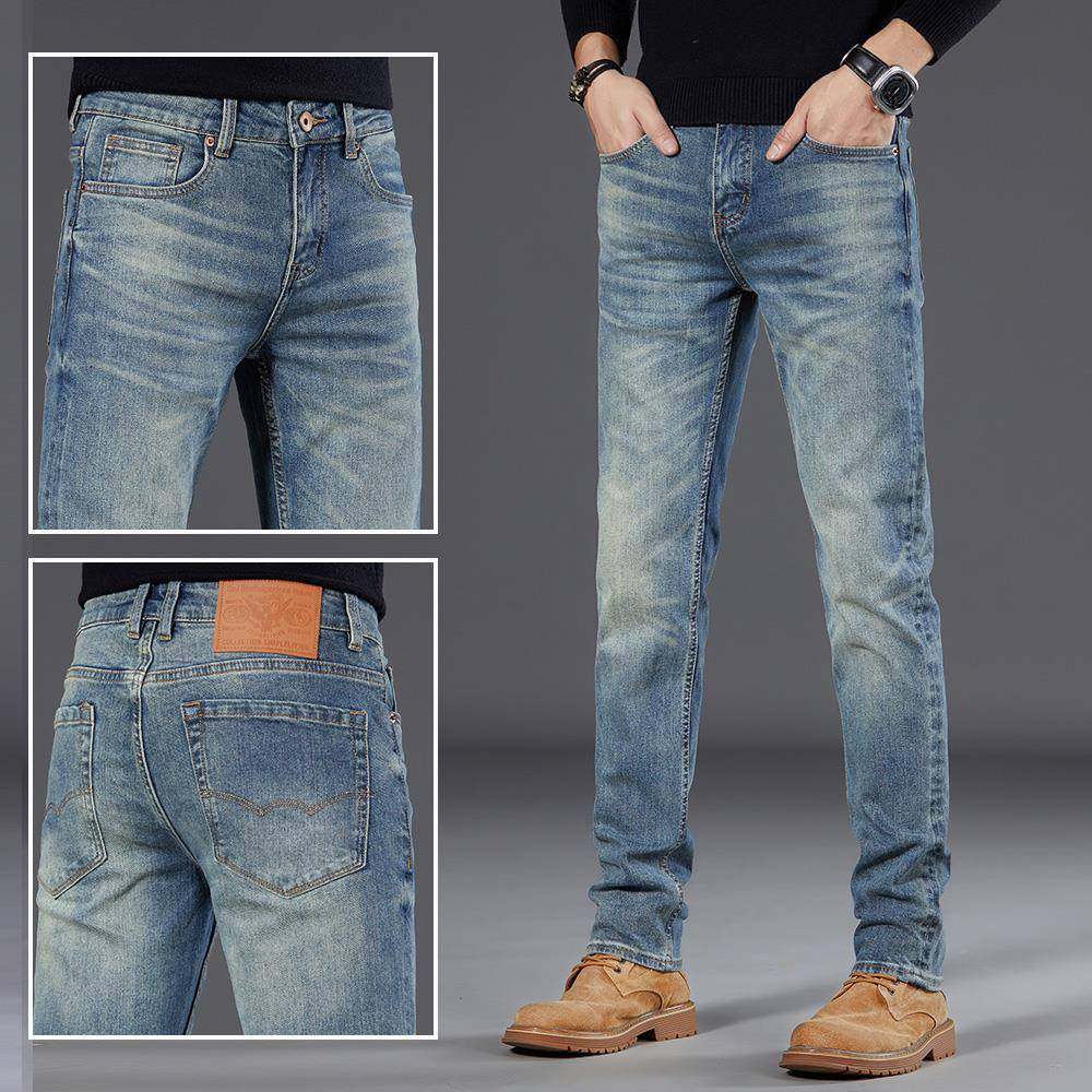 香港高端赤耳丹宁牛仔裤男冬季修身直筒百搭长裤子2024新款春秋季