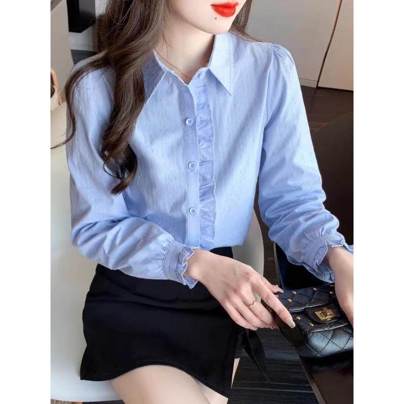 香港TIMO秋冬季新款时尚百搭纯棉衬衫女洋气全棉polo领加绒上衣