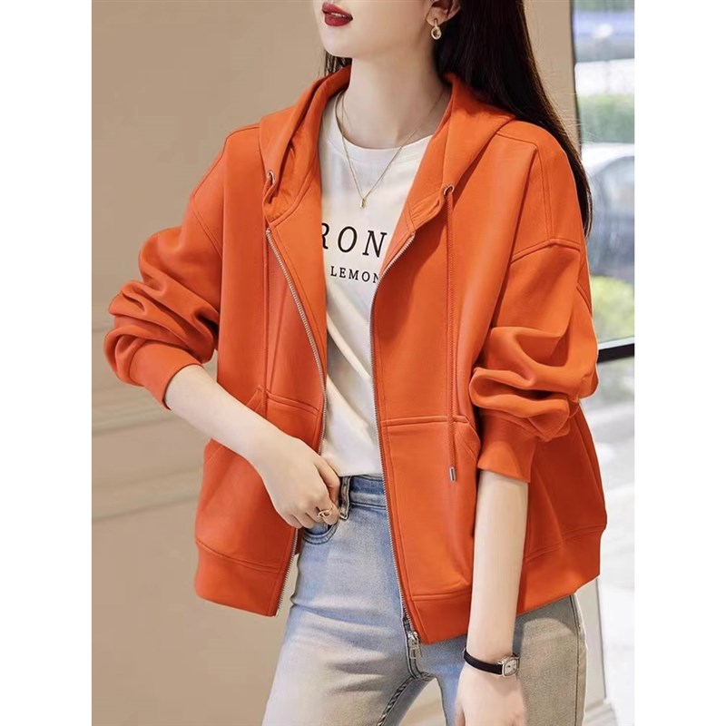 连帽运动衫外套女2023春秋季新款拉炼开衫休闲时尚洋派减龄外穿上
