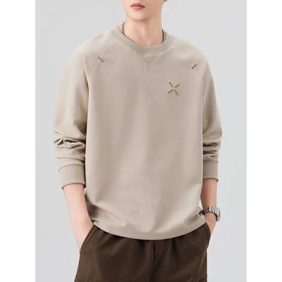 简约百搭长袖t恤男春秋2025新款重磅纯棉卫衣男款休闲内搭男装潮