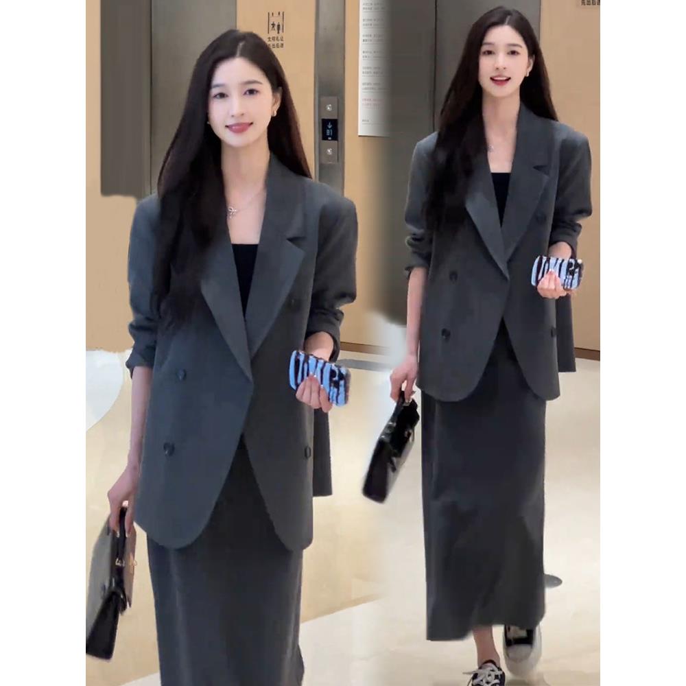 香港代购高级感西装套装裙女秋季时尚气质西服外套半身裙两件套