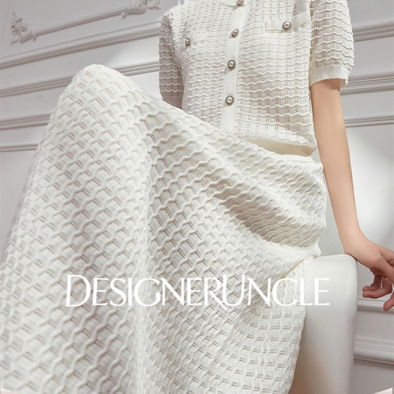 【DGU】轻熟气质两件套白色上衣半身裙针织套装轻奢高级感女人味