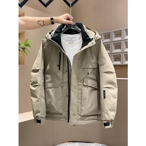 Mostarsea~宽松保暖工装风羽绒服男士连帽加厚防寒服潮牌休闲外套