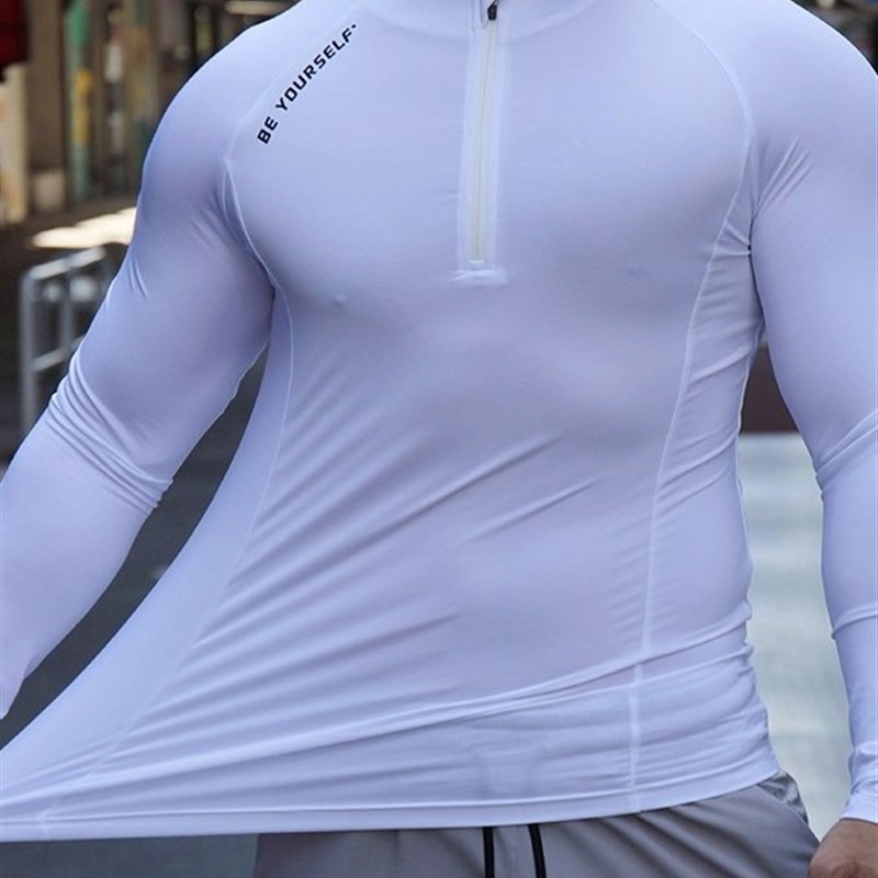 Gm新潮运动服装男士秋季新款快干透气弹力紧身衣底裤修身训练立领