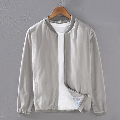 纯棉男士秋季外套宽松休闲薄款高级感新中式立领棒球服男款夹克衫