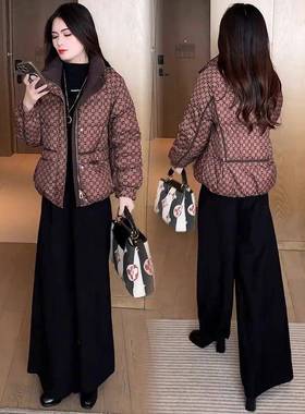 香港代购时尚格子羽绒服女冬季新款宽松显瘦保暖短款面包服外套潮