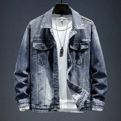 香港潮牌复古字母刺绣牛仔外套男士春秋宽松夹克休闲怀旧百搭上衣