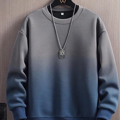 潮流时尚渐变卫衣男款春秋季高级感百搭休闲宽松长袖男装打底内搭