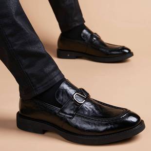 真皮英国透气内增高尖头潮鞋 采购产品男皮鞋 商务休闲懒人便鞋