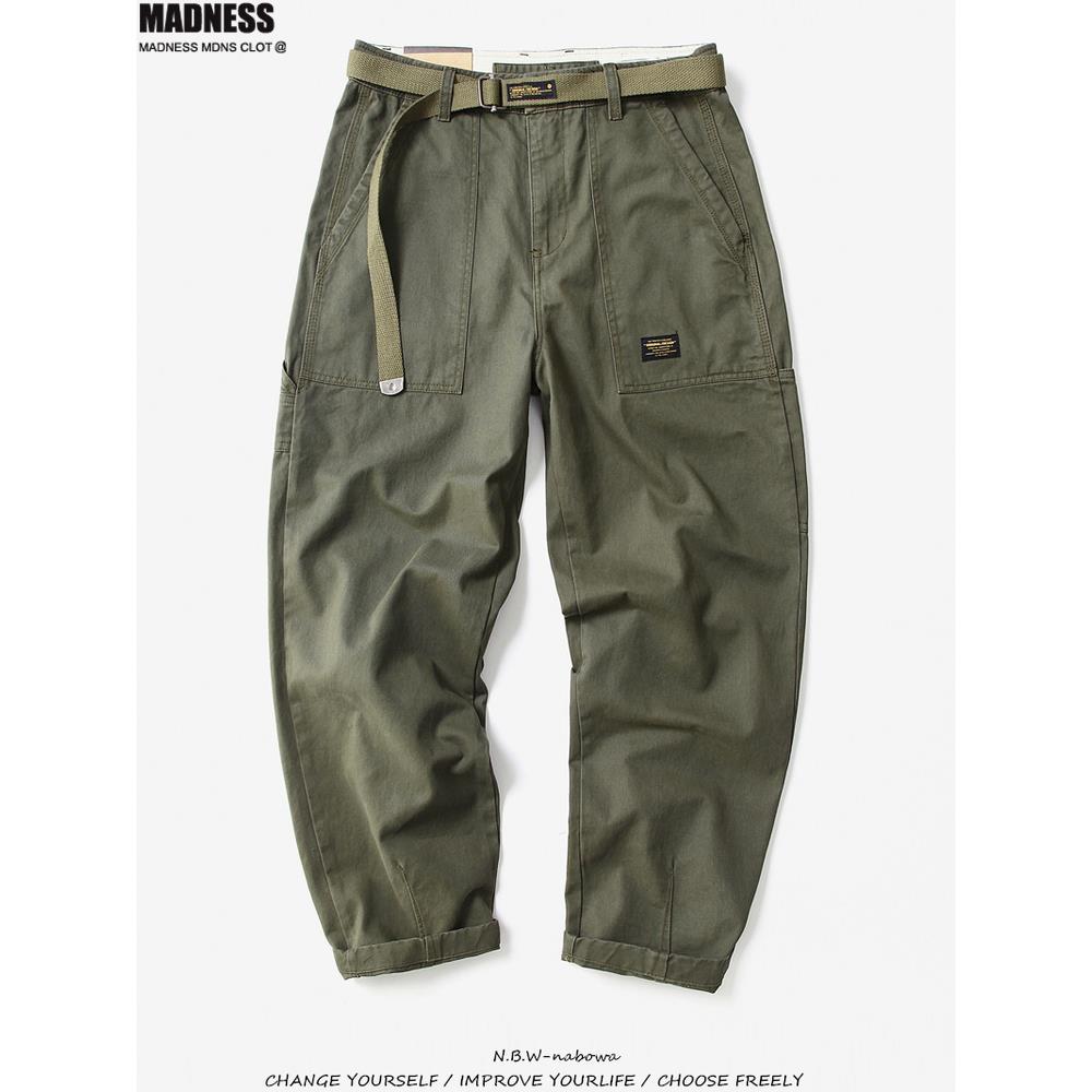 Madness Mdns Clot日系纯棉口袋工装裤男春秋宽松直筒锥形休闲裤