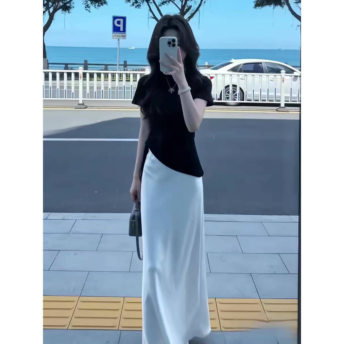 欧洲站2026夏季新款巨好看漂亮套装裙轻熟风气质上衣半身裙两件套