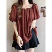 褶皱娃娃衫 泡泡袖 甜美洋气减龄宽松遮肚上衣 tusse大码 法国Rouje