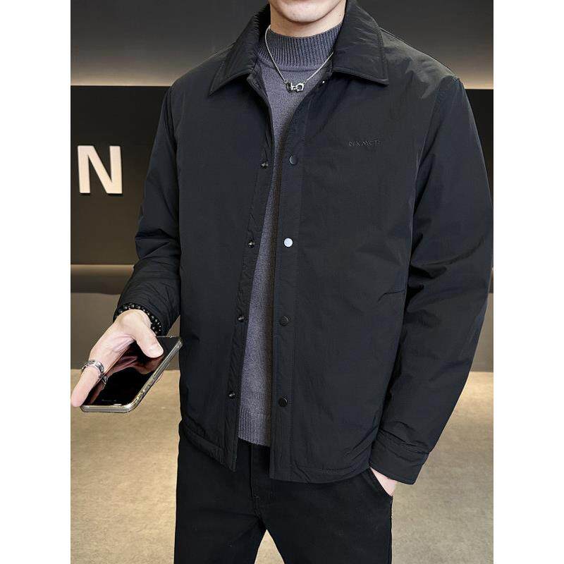 TWG轻薄羽绒服男冬季新款2025潮流翻领短款休闲简约工装夹克外套