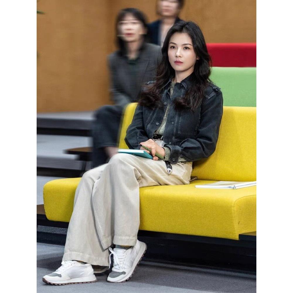 法国欧货刘涛明星同款复古黑色牛仔外套女短款2025春秋新款牛仔衣