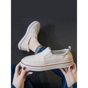 无障碍豪华新风格 式 厚底增高女白鞋 热款 真皮滑 春秋季 香港风格