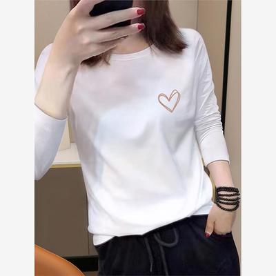 韩国长袖t恤女春秋2025年新款内搭打底衫宽松白色上衣纯棉体恤