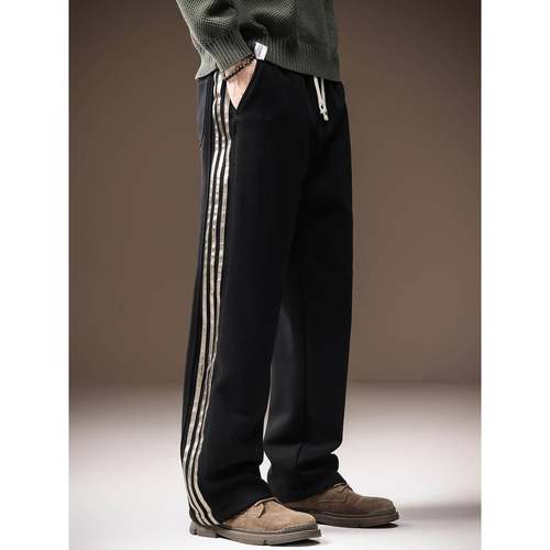 it neith BIAS潮牌高端日系覆古三条杠重磅卫裤男阔腿运动休闲裤