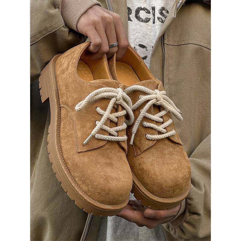 美拉德反绒德比鞋男圆头小众覆古休闲皮鞋情侣通勤增高厚底大头鞋,流行男鞋,休闲皮鞋,淘宝优惠券,粉丝福利购,淘宝优惠卷