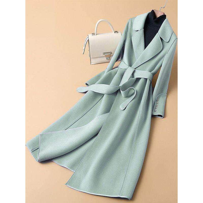 中长款双面羊毛大衣女士秋冬新款时尚赫本风收腰显瘦毛呢呢子外套