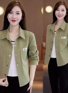 香港TIMO小个子时尚短款衬衫女春秋薄荷曼波绿防晒衣休闲外搭衬衣