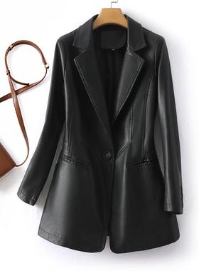 韩国皮衣西装外套女2025春秋新款修身显瘦百搭高级感洋气皮夹克潮