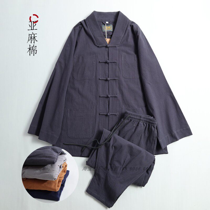百祥春秋季全棉免绑腿短褂僧服僧人收口小褂出家人棉麻僧衣套装