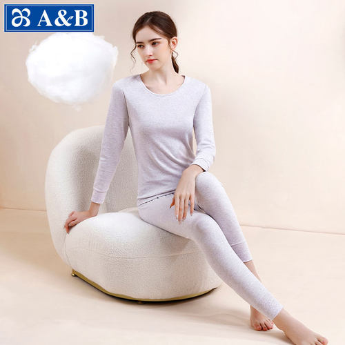 AB纯棉圆领保暖内衣套装