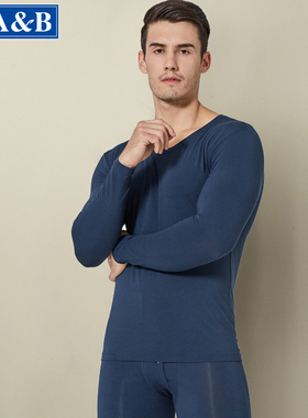 AB内衣男士莫代尔棉保暖内衣50s圆领无痕薄款秋衣秋裤套装N908