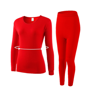 AB内衣100%纯棉情侣女保暖套装结婚男士大红色薄款本名红秋衣秋裤