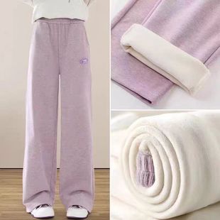 子直筒中大童冬装 洋气女孩休闲保暖裤 儿童2025新款 女童加绒阔腿裤