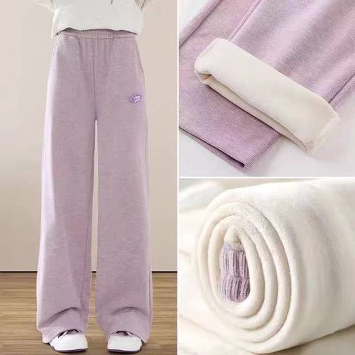 女童加绒阔腿裤儿童女孩保暖裤