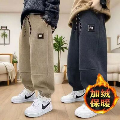 男童秋冬加绒裤子儿童一体绒长裤