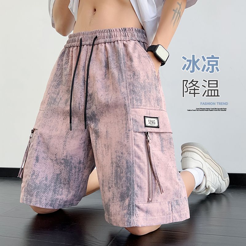 美式复古扎染薄款休闲短图片