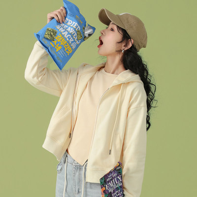 连帽卫衣外套女士短款宽