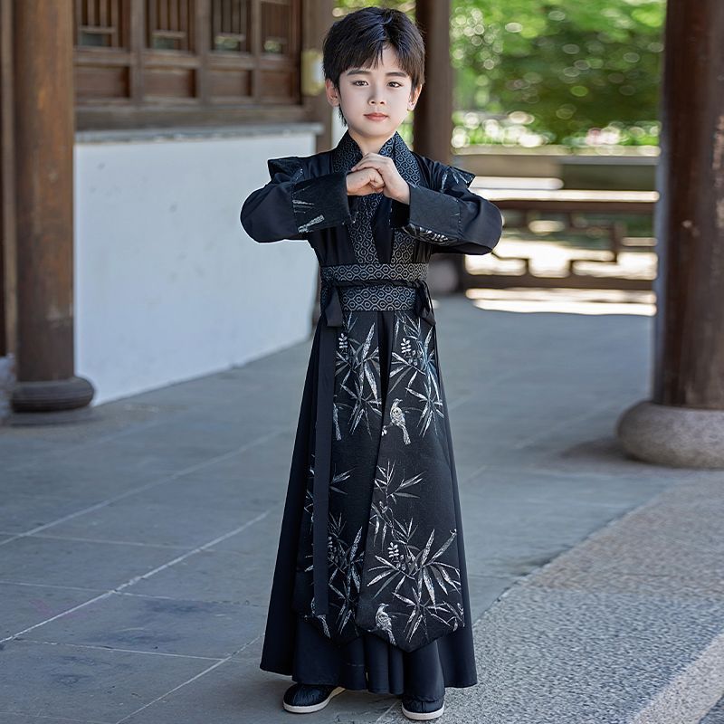 女童黑色汉服男童古装武图片