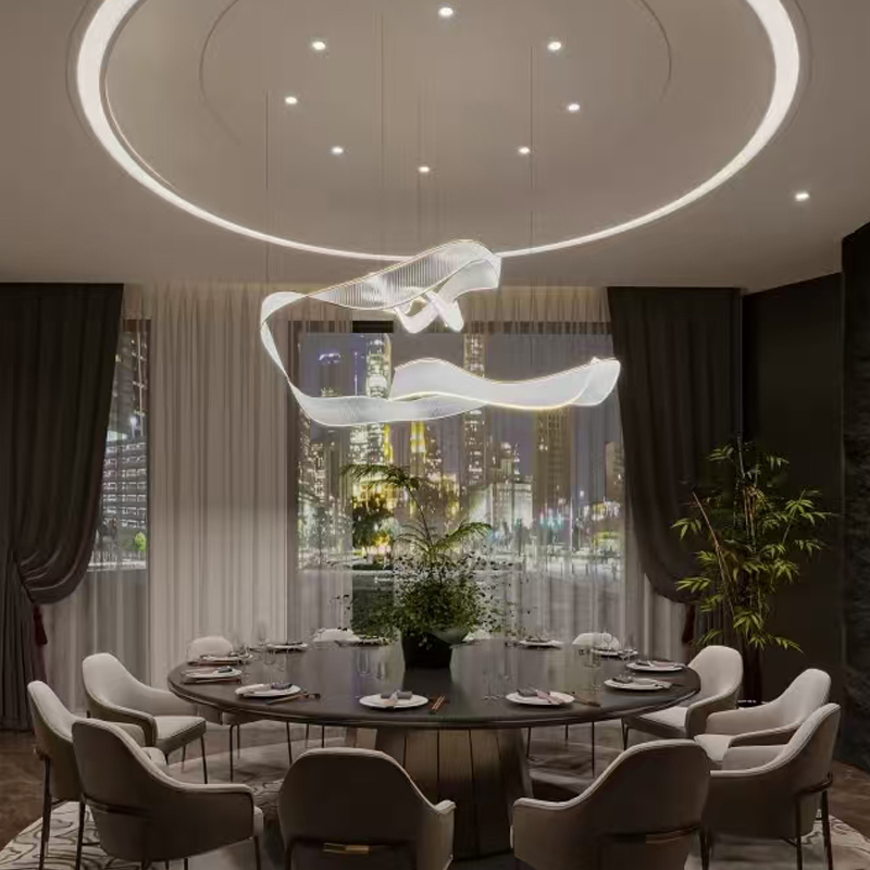 订制艺术飘带吊灯创意客厅餐厅吊灯高端别墅岛台餐桌设计师灯具