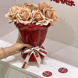 花束花瓶摆件陶瓷花瓶花朵造型客厅餐桌装饰品奶油风花器七夕礼物