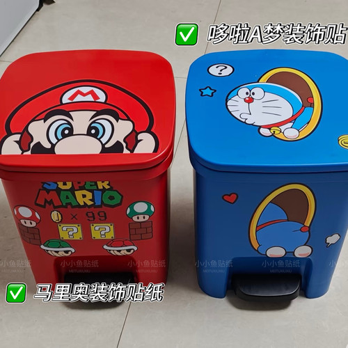 可爱卡通哆啦A梦垃圾桶贴纸diy机器猫墙贴行李箱汽车贴纸防水防晒