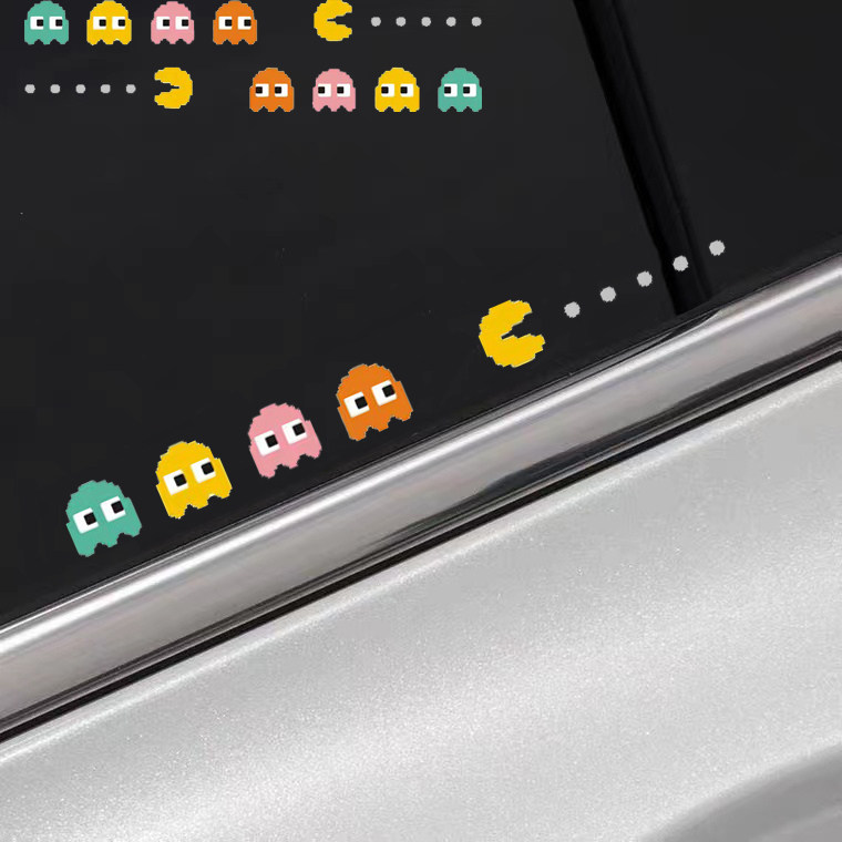 汽车趣味创意贪吃豆车贴划痕遮挡反光车身两侧车窗装饰搞笑电动车