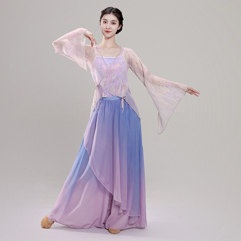 新款古典舞纱衣上衣身韵练功服阔腿裤超仙飘逸女中国舞蹈服演出服