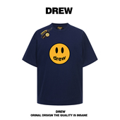 休闲宽松情侣半袖 drew美式 tee 纯棉短袖 t恤男女夏季 潮牌笑脸经典 款