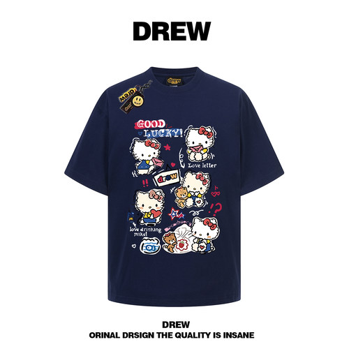 drew美式Kitty猫情侣短袖T恤