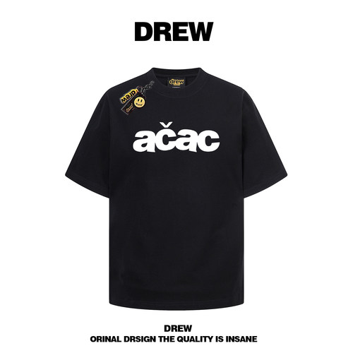 drew美式潮牌ACAC字母情侣T恤