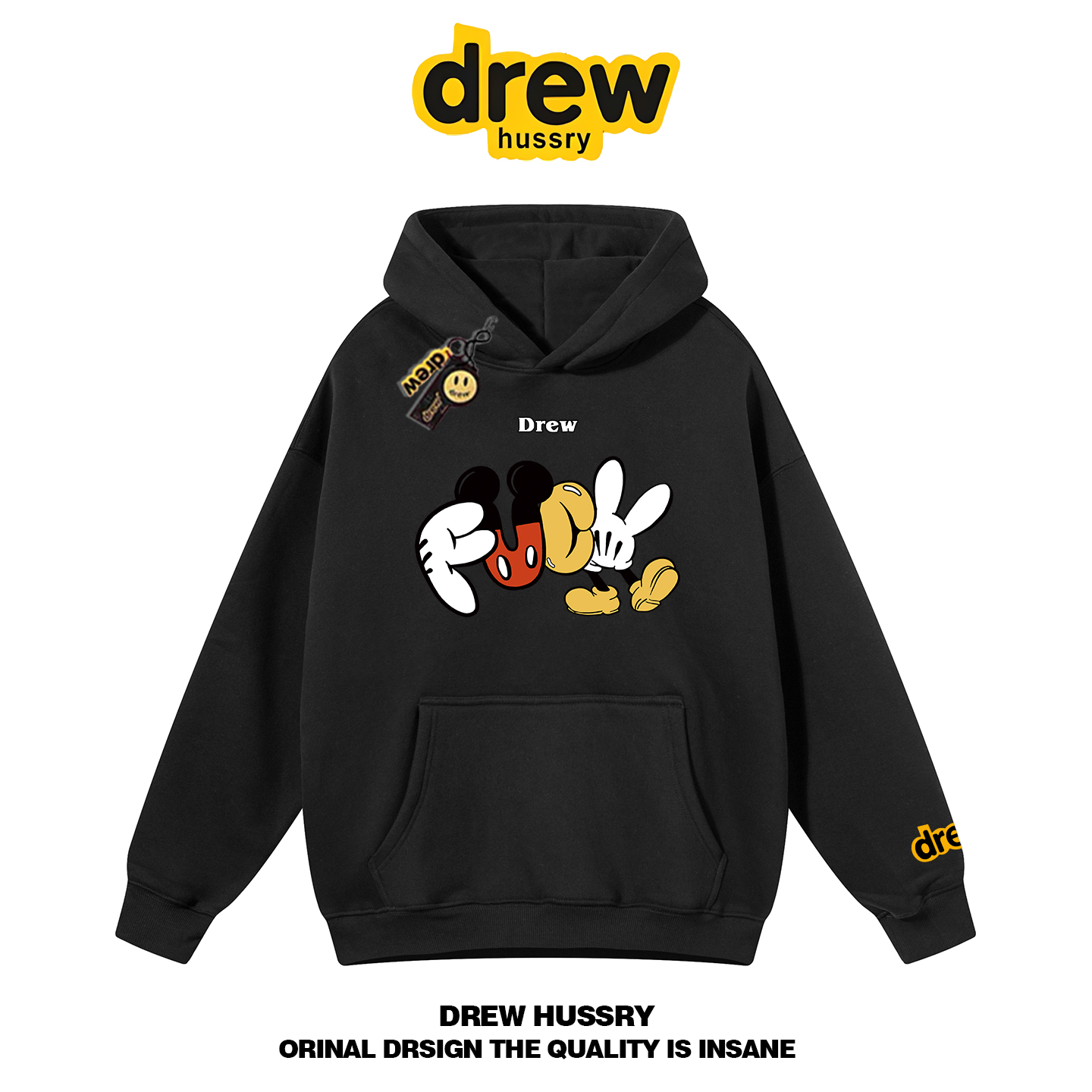 官网drew米奇趣味印花连帽卫衣男