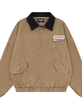 美式复古休闲夹克男女情侣宽松百搭中性风哈灵顿外套翻领大口袋