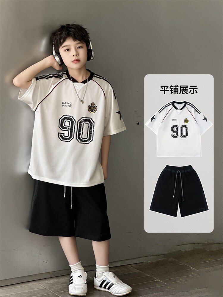 男童夏季酷帅短袖套装网眼透气男孩时髦夏装运动服中大童篮球服潮