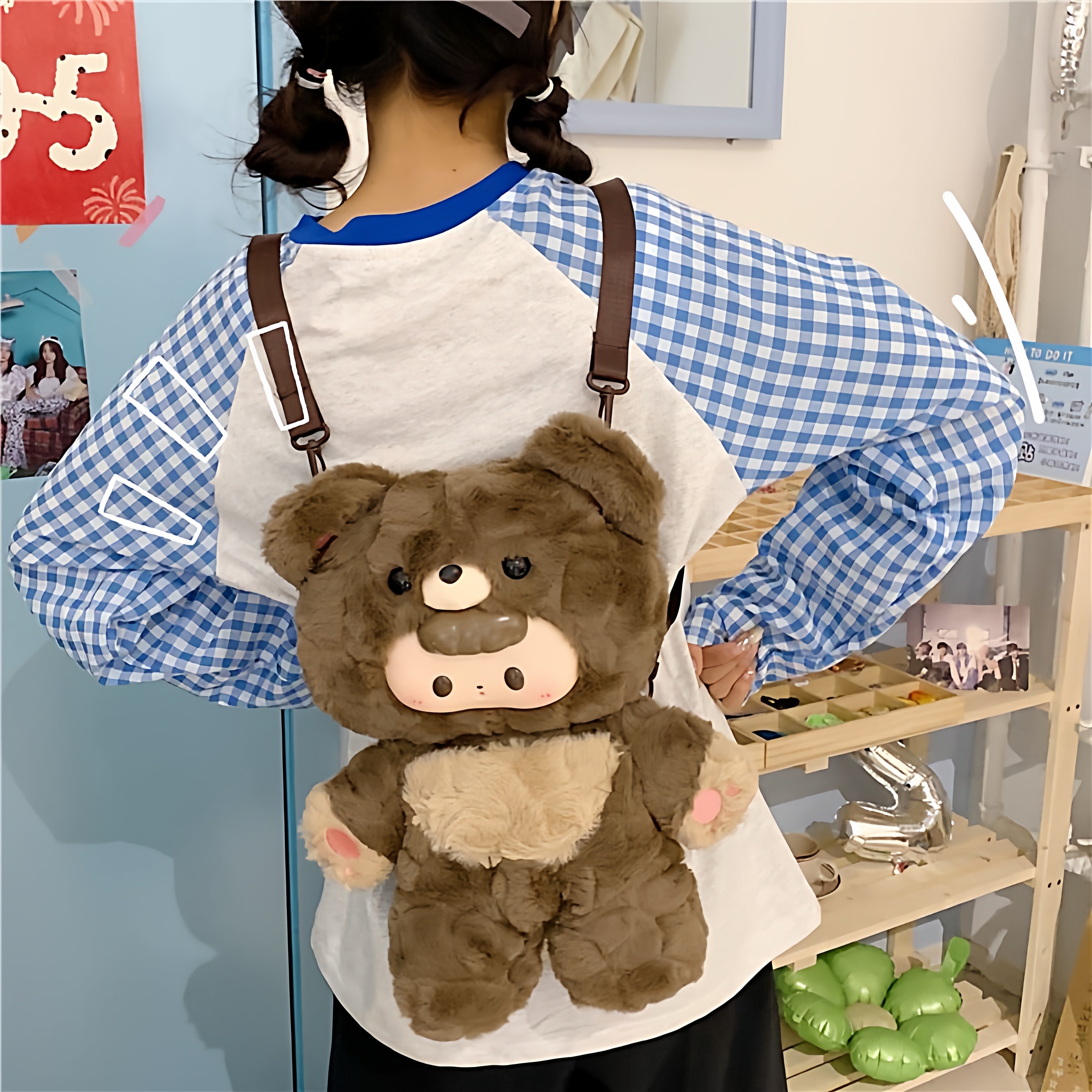 可爱搪胶熊女生生日礼物圣诞毛绒小熊双肩包高颜值公玩偶仔小背包